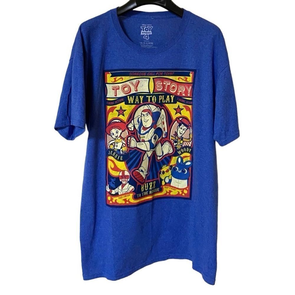 Disney Pixar Unisex Blue Toy Story 4 Graphic Shirt Sz L